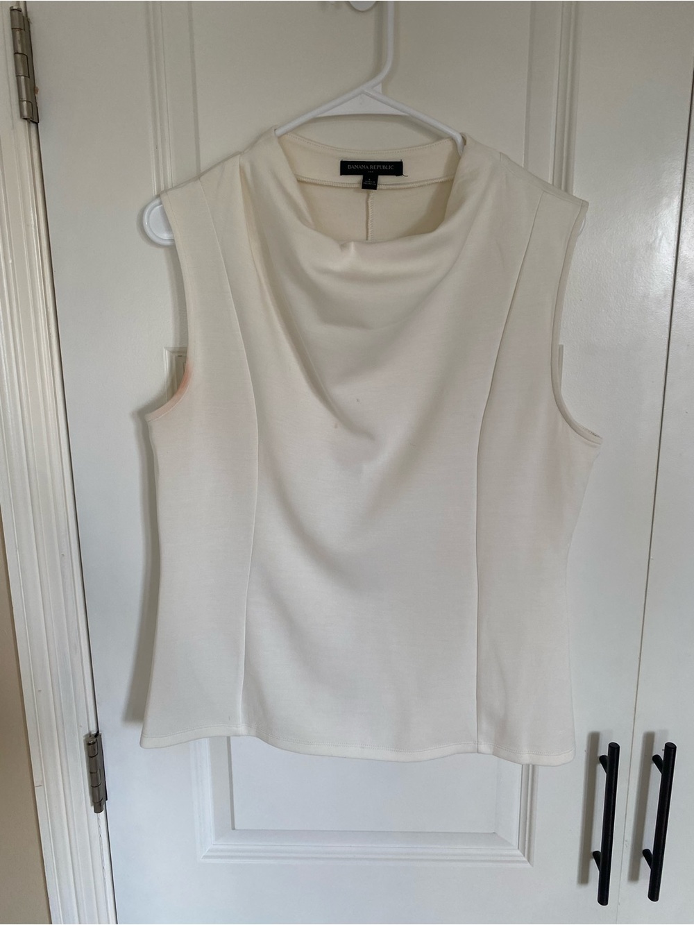 Banana Republic Cream Draped Neck Sleeveless Top